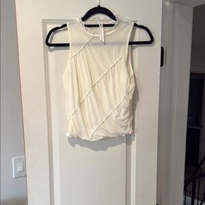 Anthropologie Black Cream Asymmetrical Tank Top